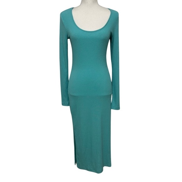 Walter Baker Jolene Ribbed Knit Dress Long Sleeve Aqua Medium NWT RETAIL $248.00 - Picture 2 of 9